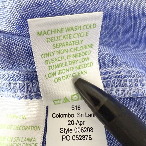 Lilly Pulitzer Pants Size Large Blue Chambray Linen Pull On Straight Wide Leg - Picture 9 of 13